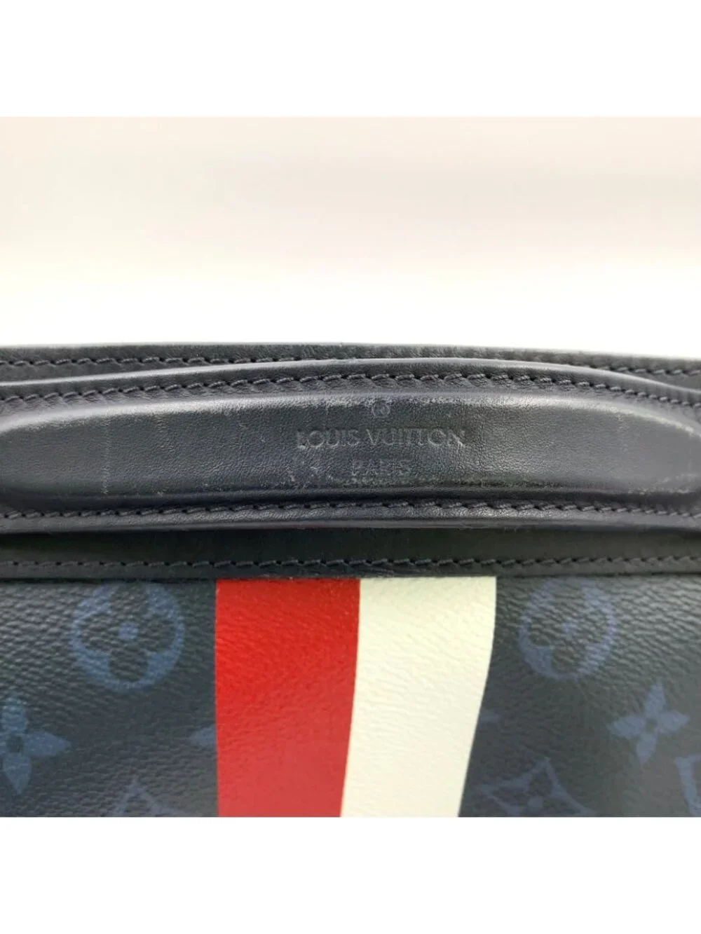 Louis Vuitton Ultralight Monogram Edge Coat Ruto Leather Navy White Red Tote Bag